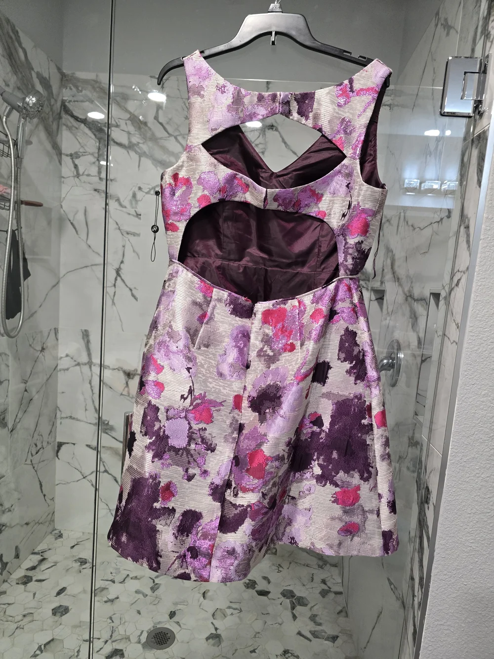 Girls' Floral Fit & Flare Party Dress in Lilac and Fuchsia